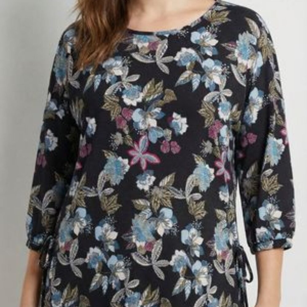 Robert Louis Black Floral Top